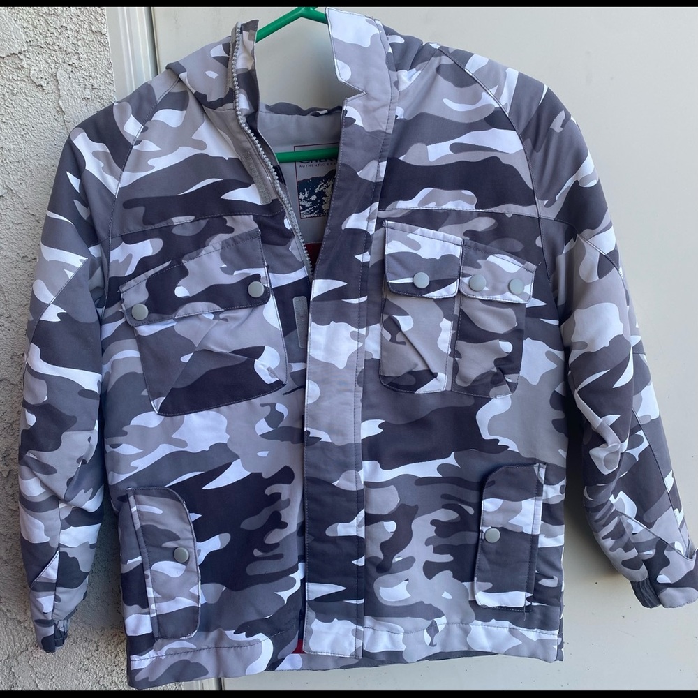 Grey & White Camouflage Jacket with hoodie